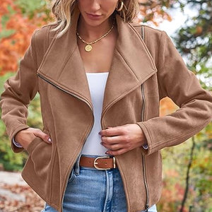 Chaqueta de Cuero para Mujer, Profesional, de Alta Calidad, con Logotipo Personalizado, Transpirable, de Manga Larga, Material de Cuero - Product Image 4