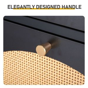 Scarpiera Nera 54x24x110cm in Rattan con 1 Cassetto e 2 Scomparti Ribaltabili, Materiale in Truciolato - Product Image 6