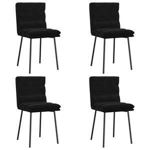 Ensemble de 4 chaises de salle à manger en velours noir, 100% polyester, construction en contreplaqué métallique - Product Image 2
