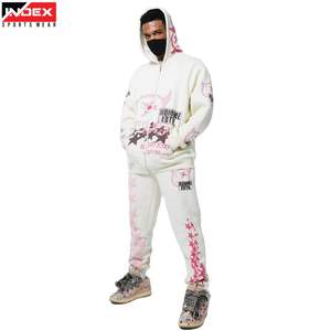 ชุดเซ็ตเสื้อฮู้ดดี้และกางเกงวินเทจผ้าเฟรนช์เทอร์รี่พิมพ์ลายสกรีนแบบแอคทีฟแวร์ 2 ชิ้น - Product Image 1