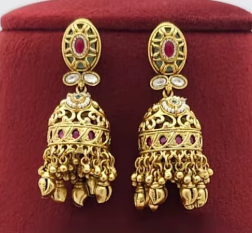 Magnifique ensemble de collier long de qualité supérieure avec finition or mat et boucles d'oreilles pour collection de mariage pour femmes - Product Image 2
