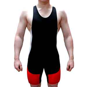 Débardeur de lutte en spandex rouge pour homme avec bordure noire, anti-transpiration, pour adultes sportifs - Product Image 4