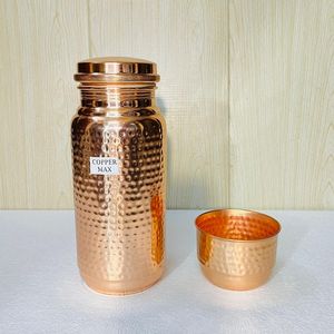 Botella de Agua de Cobre Martillado 100% Puro, Diseño Clásico, 1 Litro, Revestimiento Anticorrosión, Tapa de Rosca, Embalaje en Caja de Regalo Portátil - Product Image 4