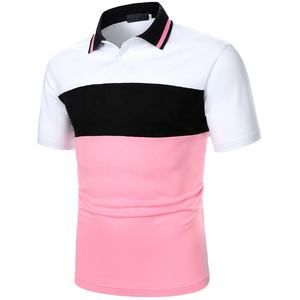 Camisetas básicas de alta calidad para hombre, cuello de tortuga, manga corta para hombre, Camiseta de algodón colorida de dos tonos, camisetas casuales para hombre - Product Image 1