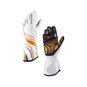<b>Full</b> Finger Racing Gloves With Non <b>Slip</b> Palm Orange Striped Design Unisex Outdoor Use PU Material Drawstring Closure - Product Image 3