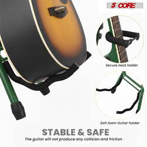 5Core Heavy Duty Music Seat Foldable 3.15\" <b>Padded</b> Guitar <b>Stool</b> with Built-In Footrest and Stand Audio Product Accessory - Product Image 6