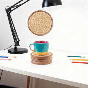 Natural Wooden <b>Coaster</b> <b>Set</b> Rustic Beverage <b>Coasters</b> for Home Bar and Dining Table - Product Image 5