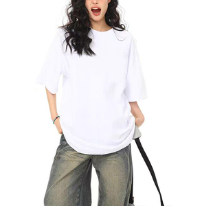 Camiseta Blanca Oversize de Algodón para Mujer, Estilo Minimalista Casual, Top de Moda con Hombros Caídos - Product Image 5