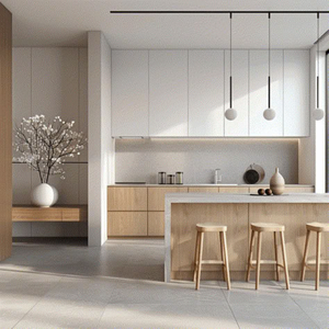 Meubles de cuisine modernes sur mesure JY Project, finition haute brillance, ensembles de meubles de cuisine modulaires de luxe, prêts à assembler, pour usage hôtelier - Product Image 1