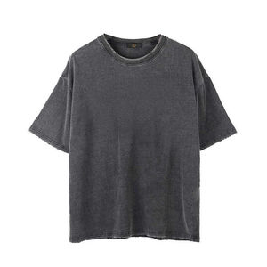 Camiseta de Algodón Oversize para Hombre, Servicio Profesional, Color Liso, Cuello Redondo, Manga Corta, Estilo Casual, Tejido Lavado, Ajuste Regular, Largo Estándar - Product Image 2