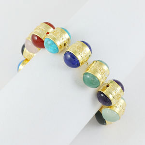 Pulsera de lapislázuli, labradorita, calcedonia, turquesa, cuarzo rosa, ónix y amatista para mujer, para compromiso, boda o fiesta. - Product Image 2