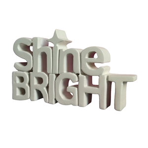 Shine Bright Motivational Showpiece <b>Home</b> Decor Items <b>Home</b> Decoration White Painted <b>Sign</b> and Plaques Showpiece <b>for</b> Study Table - Product Image 5