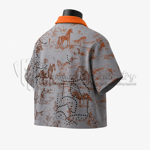 Camisa de Manga Corta con Cierre para Hombre, Estilo Occidental, Casual, Verano, Cuello en Contraste, Ropa Urbana Personalizada, Venta al Por Mayor - Product Image 5