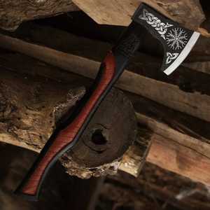Hache Tomahawk en acier au carbone de haute qualité, fabriquée à la main, très tendance, hache Viking Ranger avec manche en bois et fourreau en cuir - Product Image 4