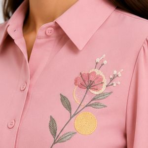 Pink and Dandelion Women Embroidered Blouse and Maxi <b>Skirt</b> Set <b>Long</b> Sleeve Button Up High Waist Modest Two Piece Outfit OEM - Product Image 6