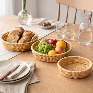 Authentic Handmade Eco Friendly Rattan <b>Basket</b> For <b>Bread</b> Fruits And Vegetable Storage Natural Rattan <b>Baskets</b> For Kitchen Counters - Product Image 1