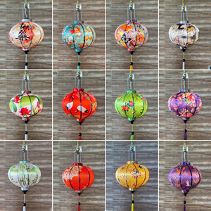 Lanterne artisanale vietnamienne en coton écologique avec cadre en bambou, abat-jour suspendu pour la maison, les mariages, les fêtes et les restaurants - Product Image 6