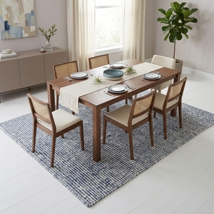 Alfombra de Lana Acrílica a Rayas, Color Azul Marfil, Rectangular, Pelo Medio, Base Antideslizante de Goma, Estilo Escandinavo, para Sala de Estar - Product Image 2