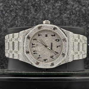 Reloj de Lujo Mecánico con Números Completamente Adornados con Cristales de Zafiro, Estilo Hip Hop, Diamantes Moissanite, Resistente al Agua 10 Bar, Acero Inoxidable - Product Image 5