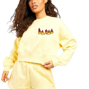 Sweat-shirt femme surdimensionné de haute qualité avec col rond court et pull style hip hop à épaules tombantes - Product Image 1