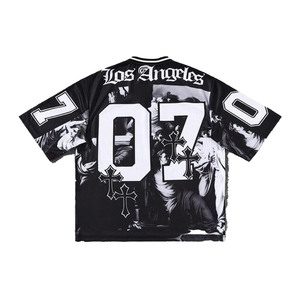Haut de sport unisexe surdimensionné en jersey maille avec motif gothique, style streetwear, pour l'été – Fournisseur en gros personnalisé - Product Image 2