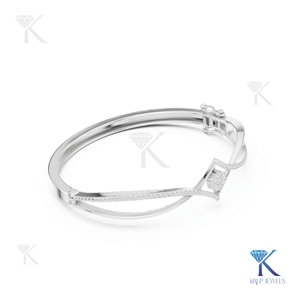 Luxury Lab Grown Diamond Statement <b>Bangle</b> Interlocking 14K 18K <b>Solid</b> <b>Gold</b> Fine Unisex Jewelry Party Gift - Product Image 3