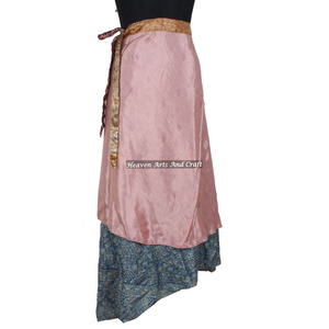 Wholesale Designer Silk <b>Wrap</b> Around Skirt <b>Sarong</b> & Pareo Haven Australia 2 Layer Reversible Magic Silk Saris <b>Wrap</b> Long Skirt - Product Image 1