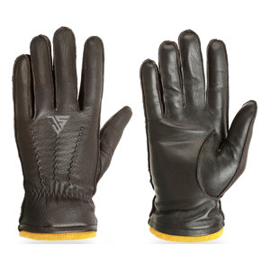 Gants d'hiver en cuir de vache véritable pour hommes, avec doublure en polaire, pour écran tactile, chauds, pour le cyclisme, usage quotidien - Product Image 1
