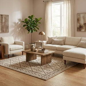 Factory Supply Handmade Moroccan Tufted Wool Rug Custom Size Ivory Geometric Pattern Carpet Luxury Area Rugs For Living Room <b>Bed</b> - Product Image 5