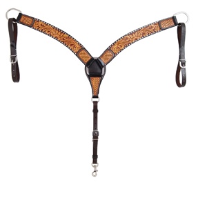 Collar de pecho de 2 tonos tallado a mano occidental de cuero genuino 100% de la mejor calidad con proveedor de Fabricante al por mayor de puntada Buck - Product Image 3