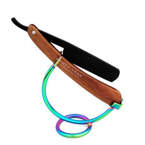 Navajas de Afeitar Rectas con Soporte, Afeitadora Manual para Hombre, Peluquero, Afeitado de Barba y Bigote, Depilación, Navaja Plegable Clásica de Barbero - Product Image 1