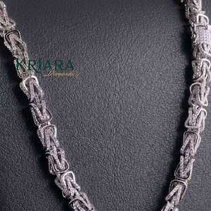 S925 Silver Lab Grown Diamond <b>Statement</b> <b>Necklace</b> Rhodium Plated Geometric Link Chain Luxury Unisex Everyday Wear Gift - Product Image 3