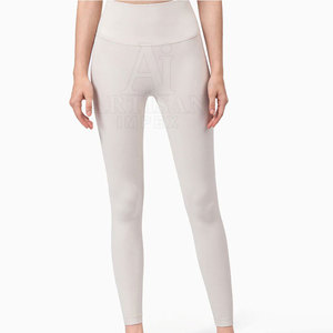 Conjunto de Top Corto de Punto Blanco de Color Sólido con Cuello Redondo y Leggings de Cintura Alta para Yoga y Fitness para Mujer - Product Image 2