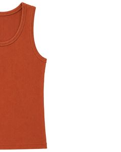 Manufacturer Custom <b>Rust</b> Orange Ribbed Cotton Men Tank <b>Top</b> Sleeveless Casual Slim Fit Summer Gym Vest Stretch Undershirt Custom - Product Image 4