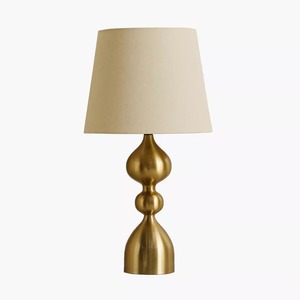 Lampe de table en laiton avec abat-jour en tissu blanc, design moderne, écologique, fabriquée à la main, ampoule halogène AC E27/E14, éclairage décoratif pour la maison - Product Image 1