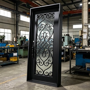 Royal Luxury Rust-resistant Wrought Iron Entrance Door Decorative Glass Inserts Easy Assembly for Outdoor Use Modern Design - Product Image 4