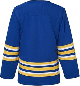 High Quality Custom Men's Blank Ice Hockey Jersey Royal Blue and Yellow Stripe Practice Hockey Uniform Sublimation Sportswear - Product Image 2