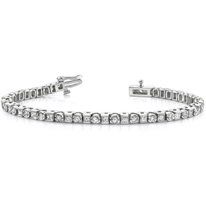 Bracelet tennis en diamants de laboratoire de taille ronde et taille princesse, en platine - Product Image 1