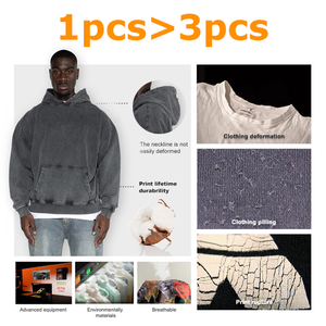 Sweat à capuche surdimensionné personnalisé pour homme, en tissu éponge solide 500 GSM, avec logo, 100% coton, style streetwear vintage, effet délavé à l'acide - Product Image 5