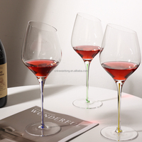Bar mariage soufflé à la main cristal couleur unie tige inclinée verres à vin transparents