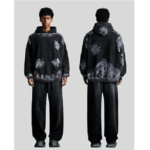Sudadera con Capucha Gráfica para Hombre, Estilo Oversize, Lavado Ácido, con Estampado de Graffiti, Forro Polar Grueso, Colección Otoño 2026 - Product Image 4
