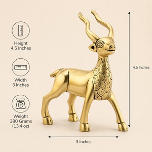 SHUBHAM - Estatua de Ciervo Personalizada en Latón Chapado en Oro, Figura de Animal Pulida, Decoración para el Hogar, Adorno Religioso, Recuerdo - Product Image 2