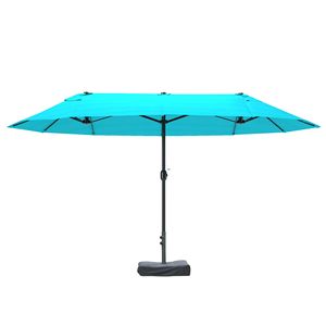 Ombrellone da Esterno Rettangolare in Acciaio a Doppio Lato con Base, Raggio 2,7m, Blu, Facile Manovrabilità, Protezione Solare per Parco - Product Image 1