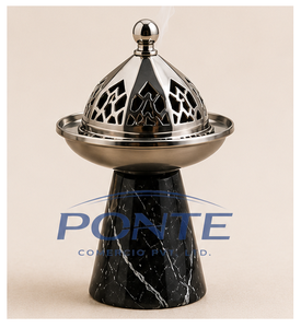 Natural Black Marble <b>Bakhoor</b> Burner With Metal Lid Arabic Style Mubkhar Incense Holder For <b>Oud</b> And Charcoal Modern Home Decor - Product Image 1