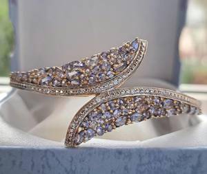 Brazalete de Plata de Ley con Tanzanita y Vermeil, Joyería Artesanal con Piedras Preciosas, Elegante, para Mujer, Venta al Por Mayor, Exportación - Product Image 5