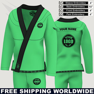 Kimono de Jiu Jitsu Brasileño Verde Premium con Logotipo Personalizado, Uniforme Ligero de BJJ de 450 g/m², Tejido Perlado, Traje de Competición de Artes Marciales - Product Image 4