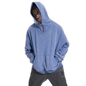 Wholesale 420 GSM Plain Custom Logo Heavyweight Distressed Oversized Sun Faded Vintage Acid Wash Men Zipup Hoodie - Product Image 1