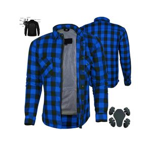 Blue Black Reinforced Aramid Fiber Shirt and High-Performance <b>Biker</b> Clothing with Lightweight Kevlar Moto <b>Jacket</b> Lining - Product Image 1