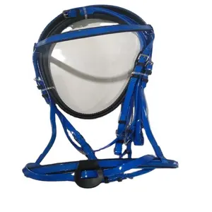 厂家价格高档聚氯乙烯马笼头蓝色可调马绳软垫皮革马笼头防水带缰绳