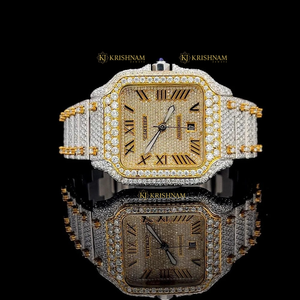 Reloj de Lujo para Hombre, Edición Limitada Seiko, con Esfera Cuadrada de Acero Inoxidable en Oro Rosa de 40 mm, Cuarzo, con Diamantes de Moissanita, Estilo Hip Hop - Product Image 3
